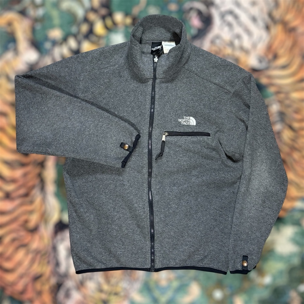 Vintage The North Face Fleece Jacket Full Zip Gray Outdoor Large USA Made